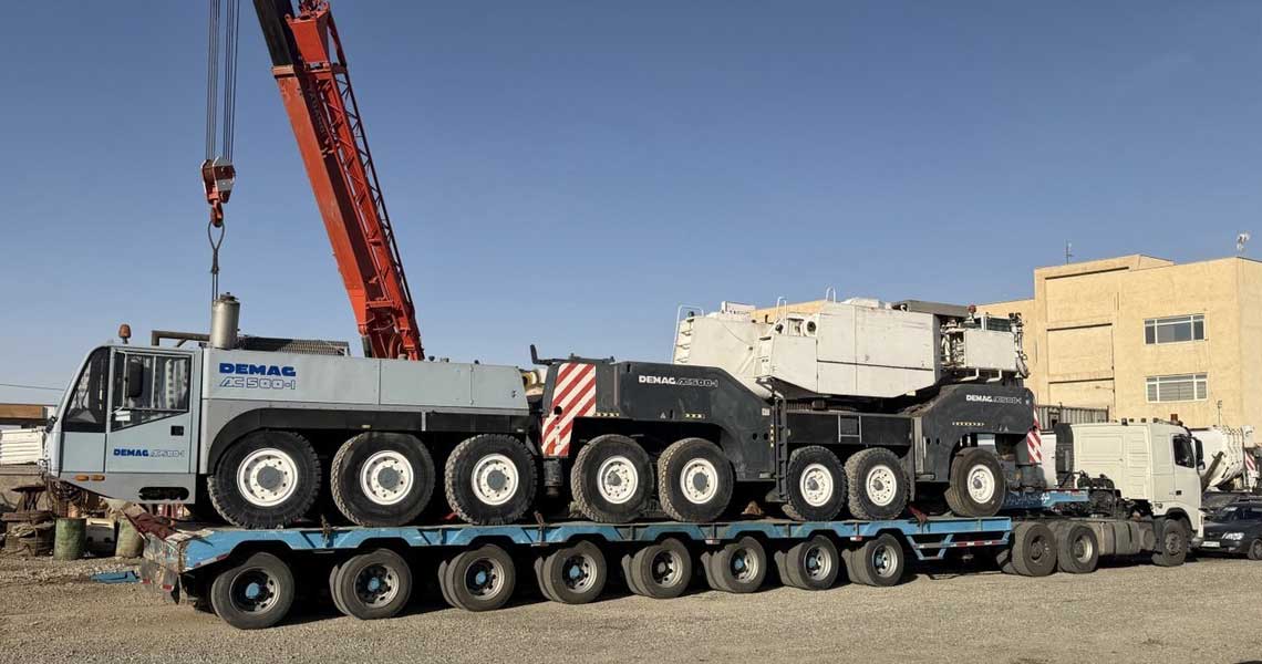 a196 image حمل جرثقیل ۸ محور DEMAG AC 500 Ton؛ راهنمای حمل ایمن و انتخاب تریلر